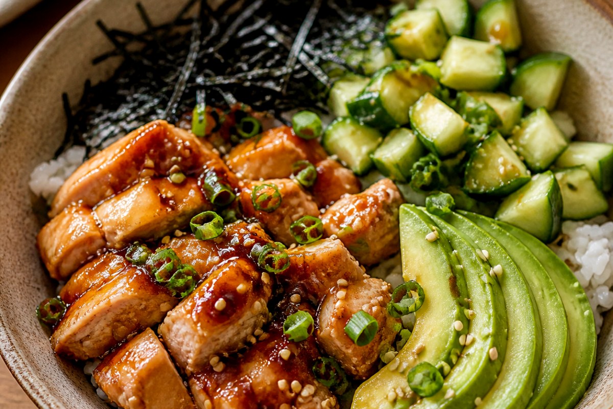 Garlic Hoisin Sauce Pork Skillet with green beans finished recipe with vegetables and sauce