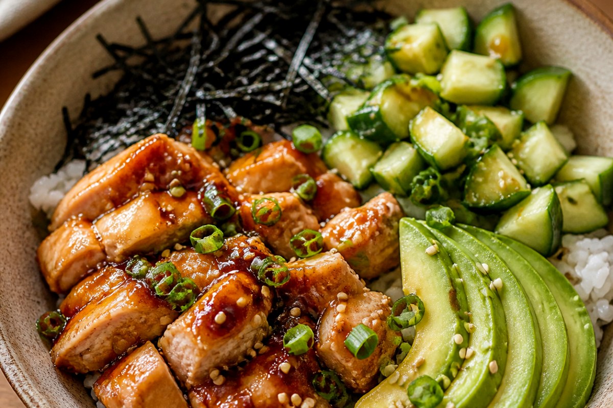 Ginger Chili Crisp Chicken Sheet Pan Dinner with cabbage finished recipe with vegetables and sauce