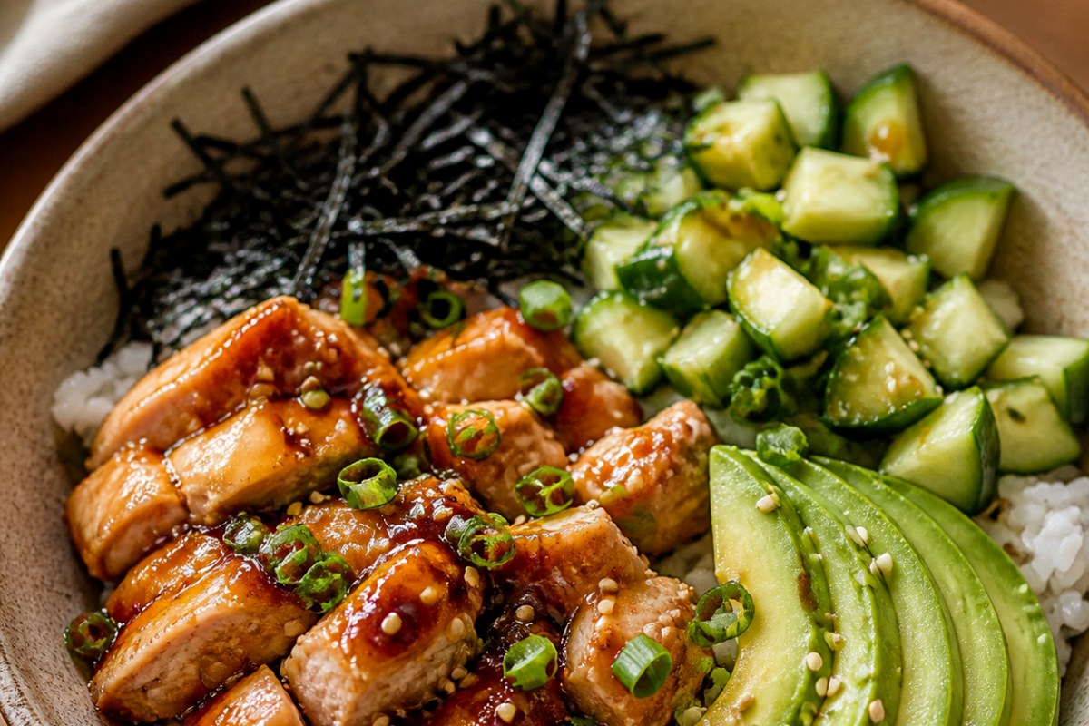 Ginger Peanut Sauce Tofu Sheet Pan Dinner with cabbage finished recipe with vegetables and sauce