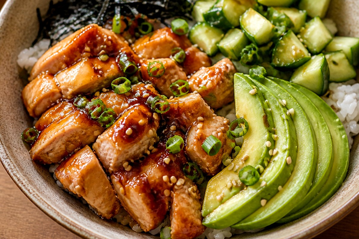 Ginger Soy Sauce Chicken Lettuce Wraps with cucumber slaw finished recipe with vegetables and sauce